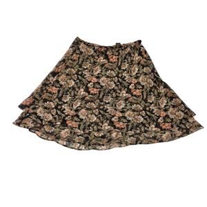 Vintage 90s Express Floral Cottagecore Chiffon Ruffle Semi Sheer Mini Skirt XS